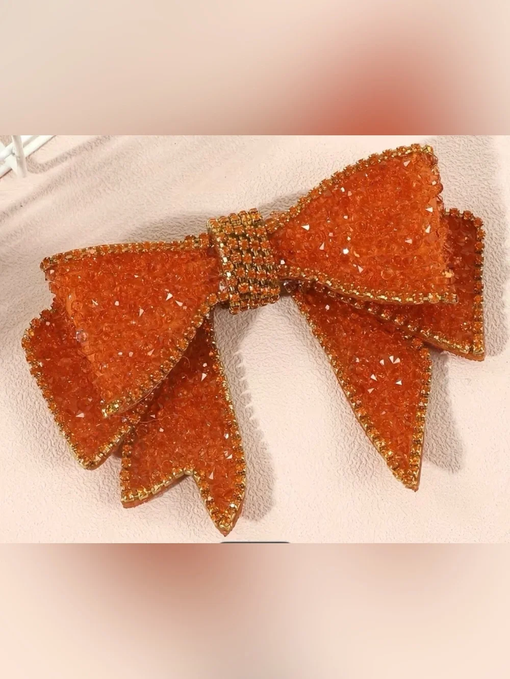Crystal Bow Hair Clip - Black Rhinestone Accent